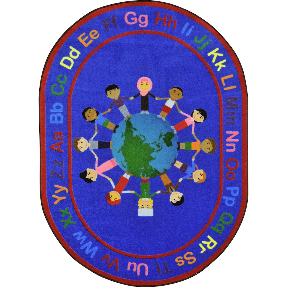 Kid Essentials A World of Friends 5'4" x 7'8" Oval Area Rug in Color Multi. Picture 1