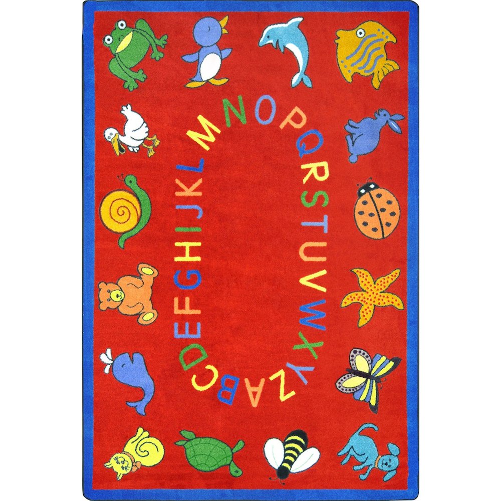 Kid Essentials ABC Animals 5'4" x 7'8" Area Rug in Color Red. Picture 1