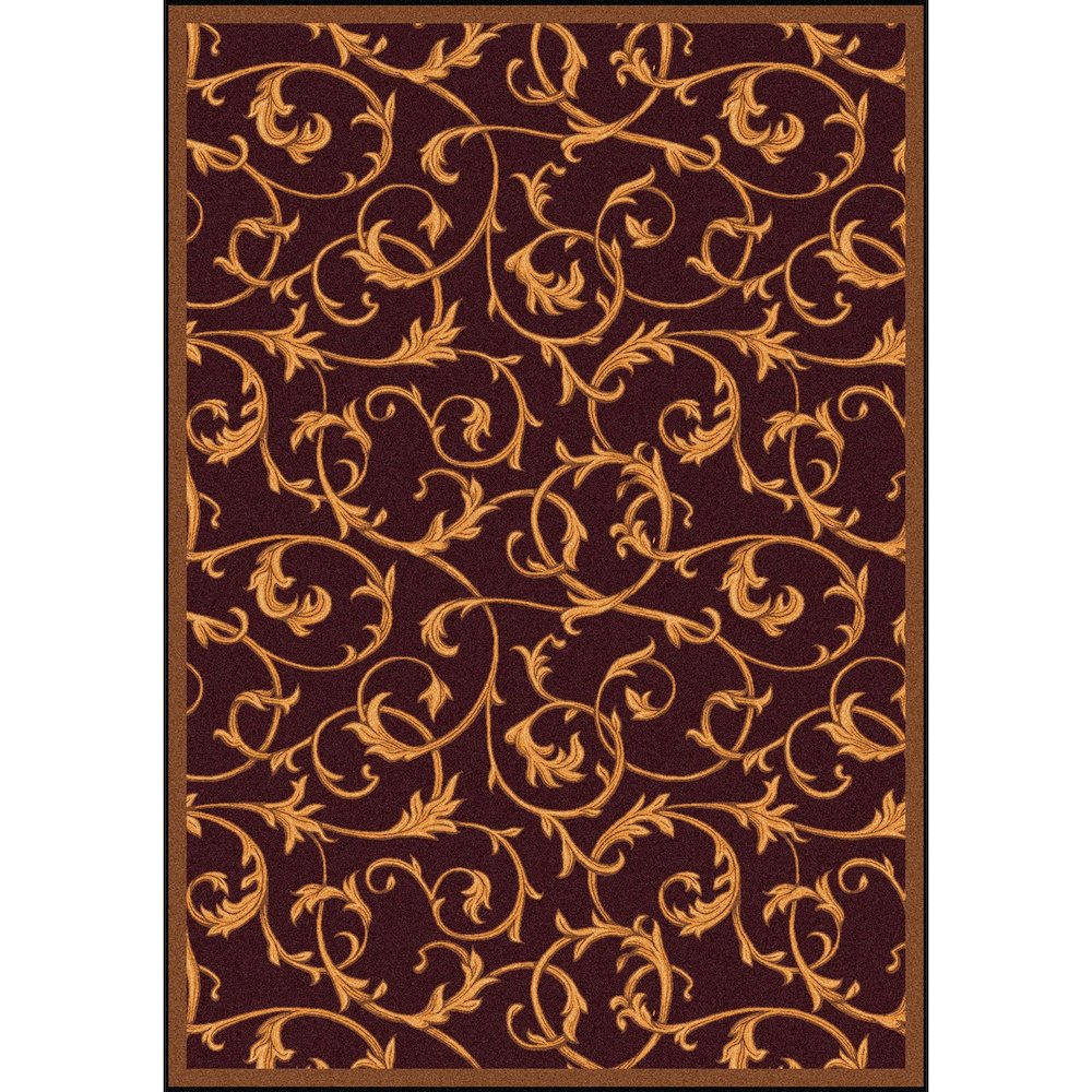Any Day Matinee Acanthus 3'10" x 5'4" Area Rug in Color Burgundy. Picture 1