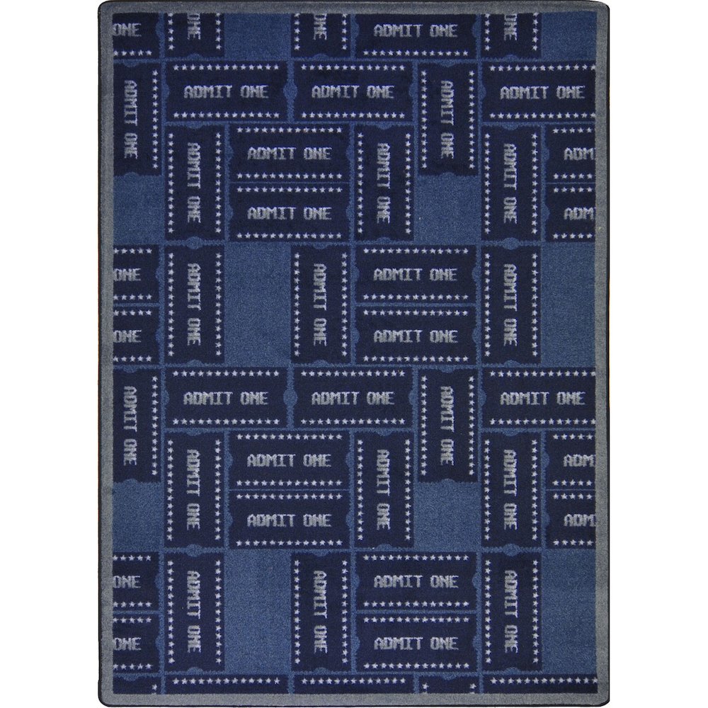 Any Day Matinee Admit One 3'10" x 5'4" Area Rug in Color Blue. Picture 1