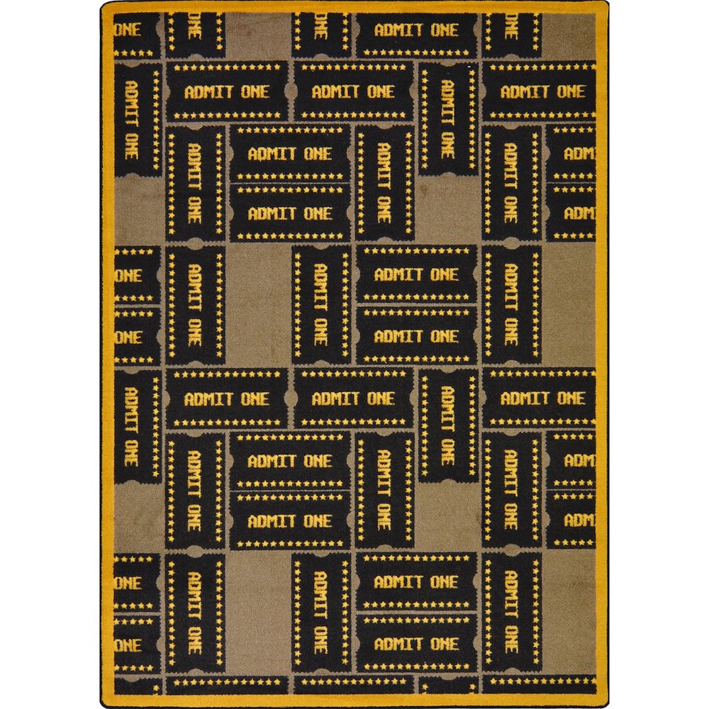 Any Day Matinee Admit One 3'10" x 5'4" Area Rug in Color Brown. Picture 1