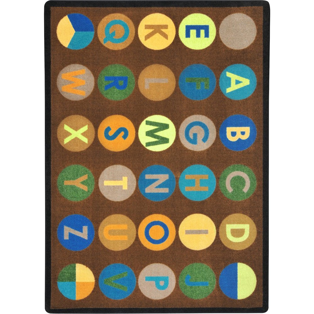 Kid Essentials Alpha-Dots 5'4" x 7'8" Area Rug in Color Earthtone. Picture 1
