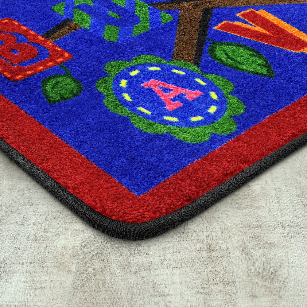 Kid Essentials Alphabet Leaves 2'8" x 3'10" Area Rug in Color Bold. Picture 2