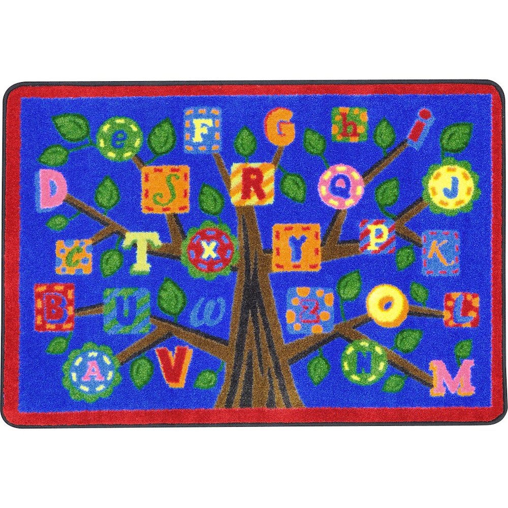 Kid Essentials Alphabet Leaves 2'8" x 3'10" Area Rug in Color Bold. Picture 1