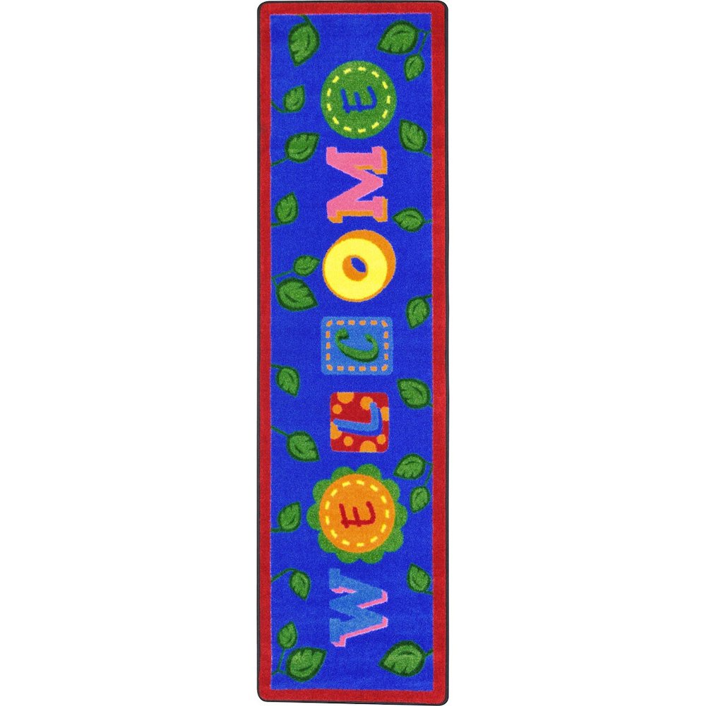Kid Essentials Alphabet Leaves 2'1" x 7'8" Runner Area Rug in Color Bold. Picture 1