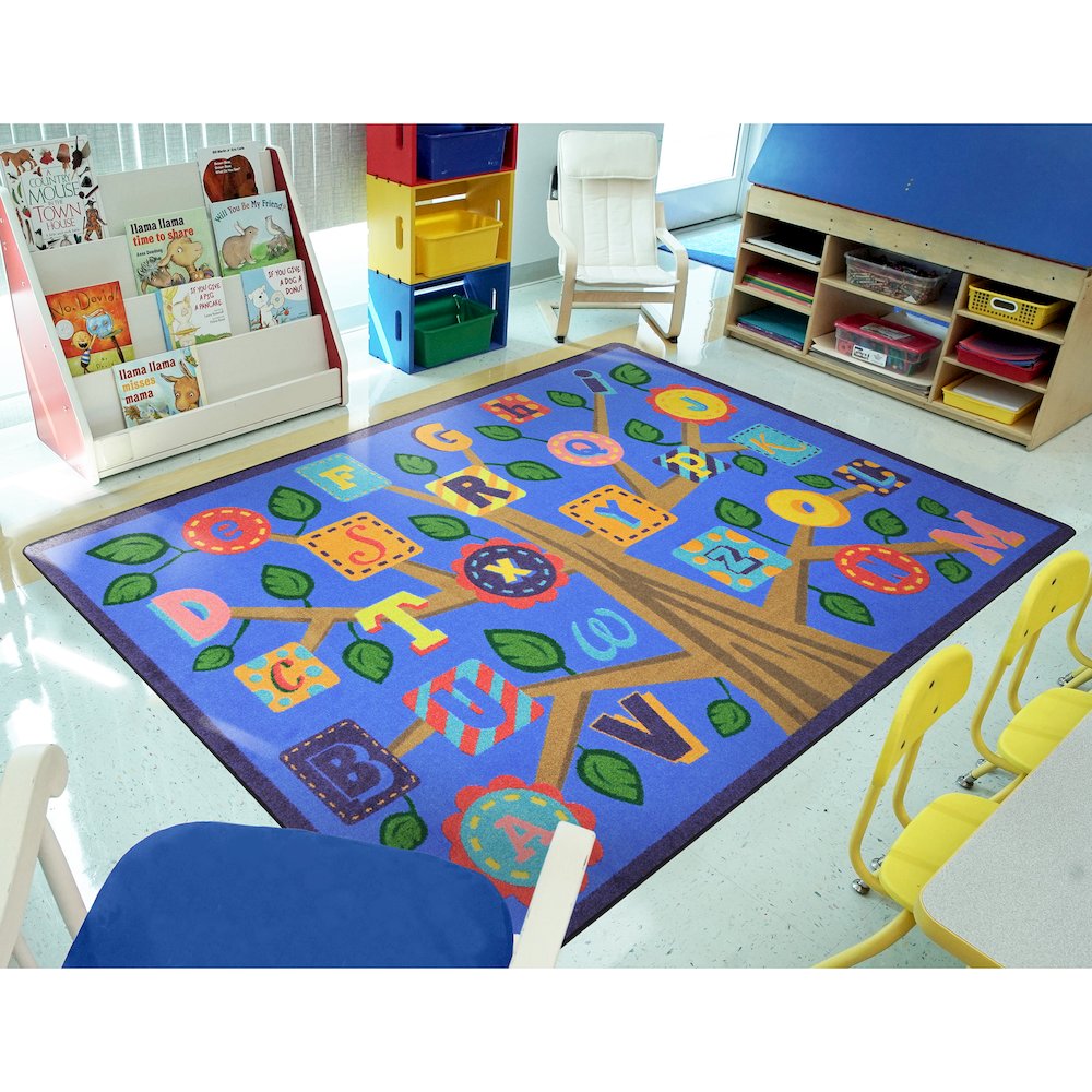 Kid Essentials Alphabet Leaves 5'4" x 7'8" Area Rug in Color Soft. Picture 3