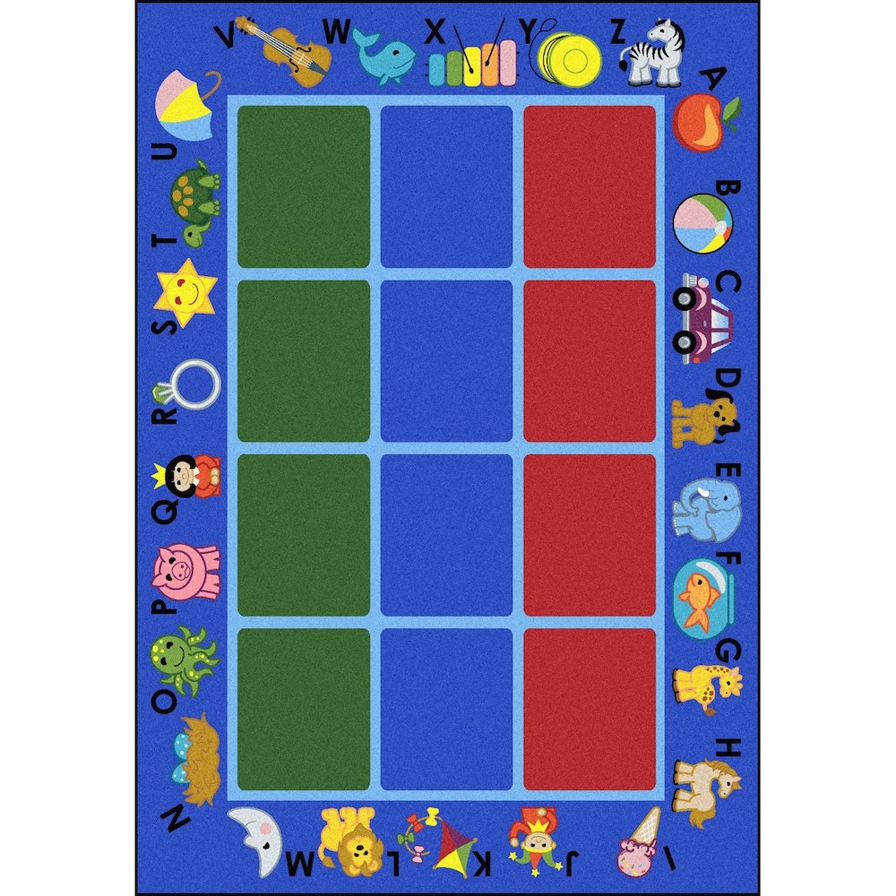 Kid Essentials Alphabet Phonics 5'4" x 7'8" Area Rug in Color Blue. Picture 1