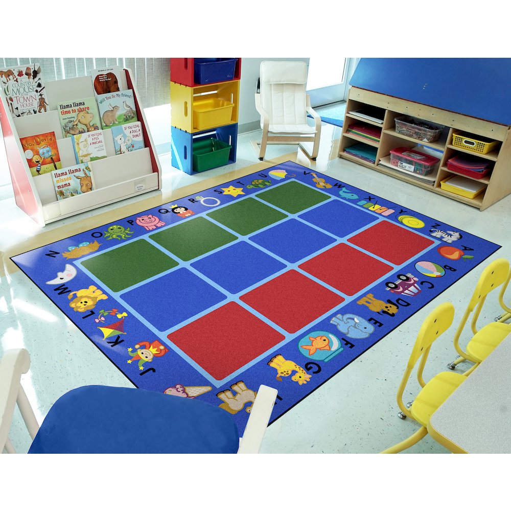 Kid Essentials Alphabet Phonics 5'4" x 7'8" Area Rug in Color Blue. Picture 3