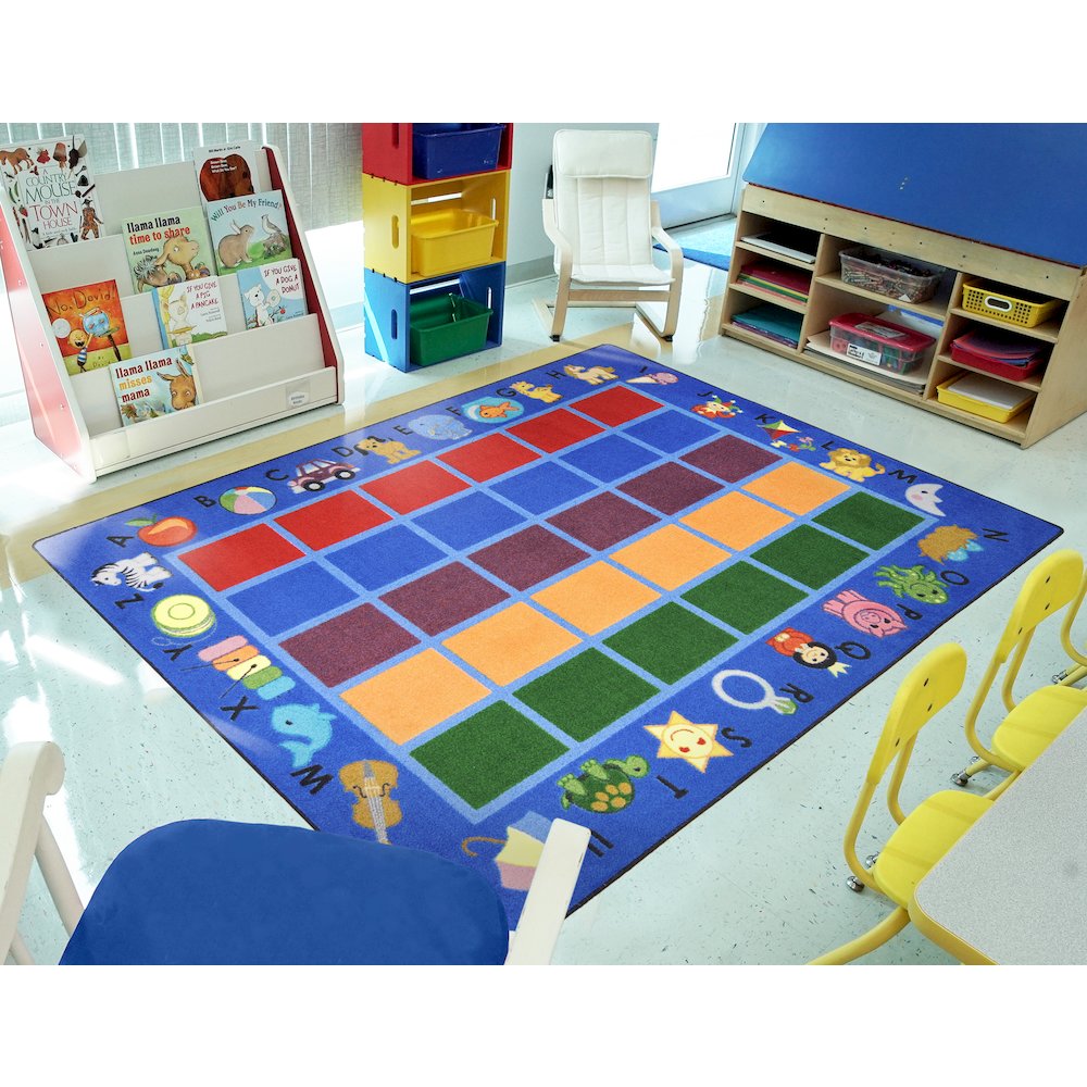 Kid Essentials Alphabet Phonics 7'8" x 10'9" Area Rug in Color Blue. Picture 3
