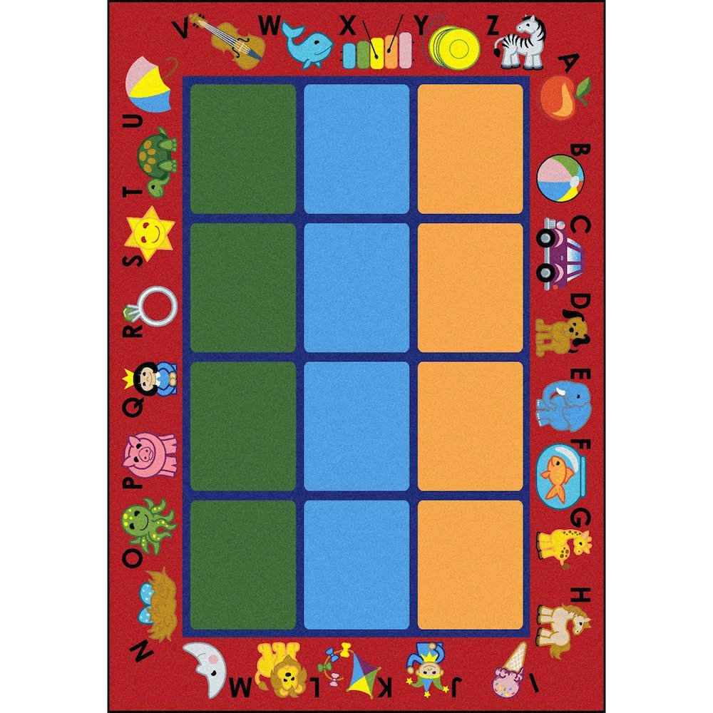 Kid Essentials Alphabet Phonics 5'4" x 7'8" Area Rug in Color Red. Picture 1