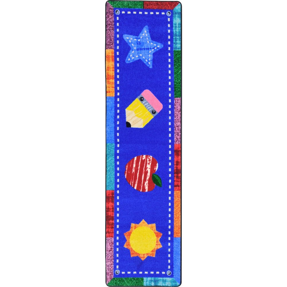 Kid Essentials Alphabet Upcycle 2'1" x 7'8" Runner Area Rug in Color Multi. Picture 1