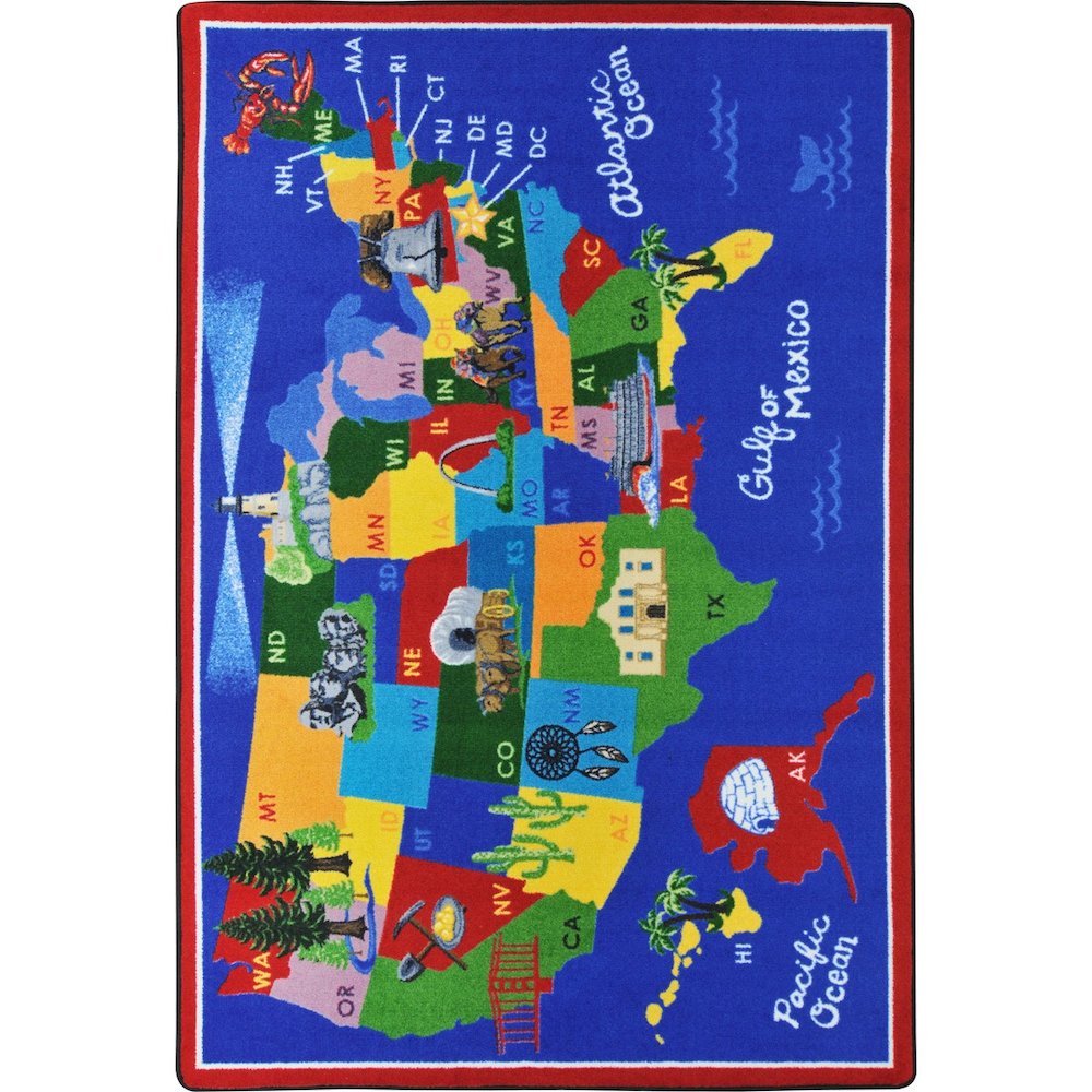 Kid Essentials America the Beautiful 5'4" x 7'8" Area Rug in Color Multi. Picture 1