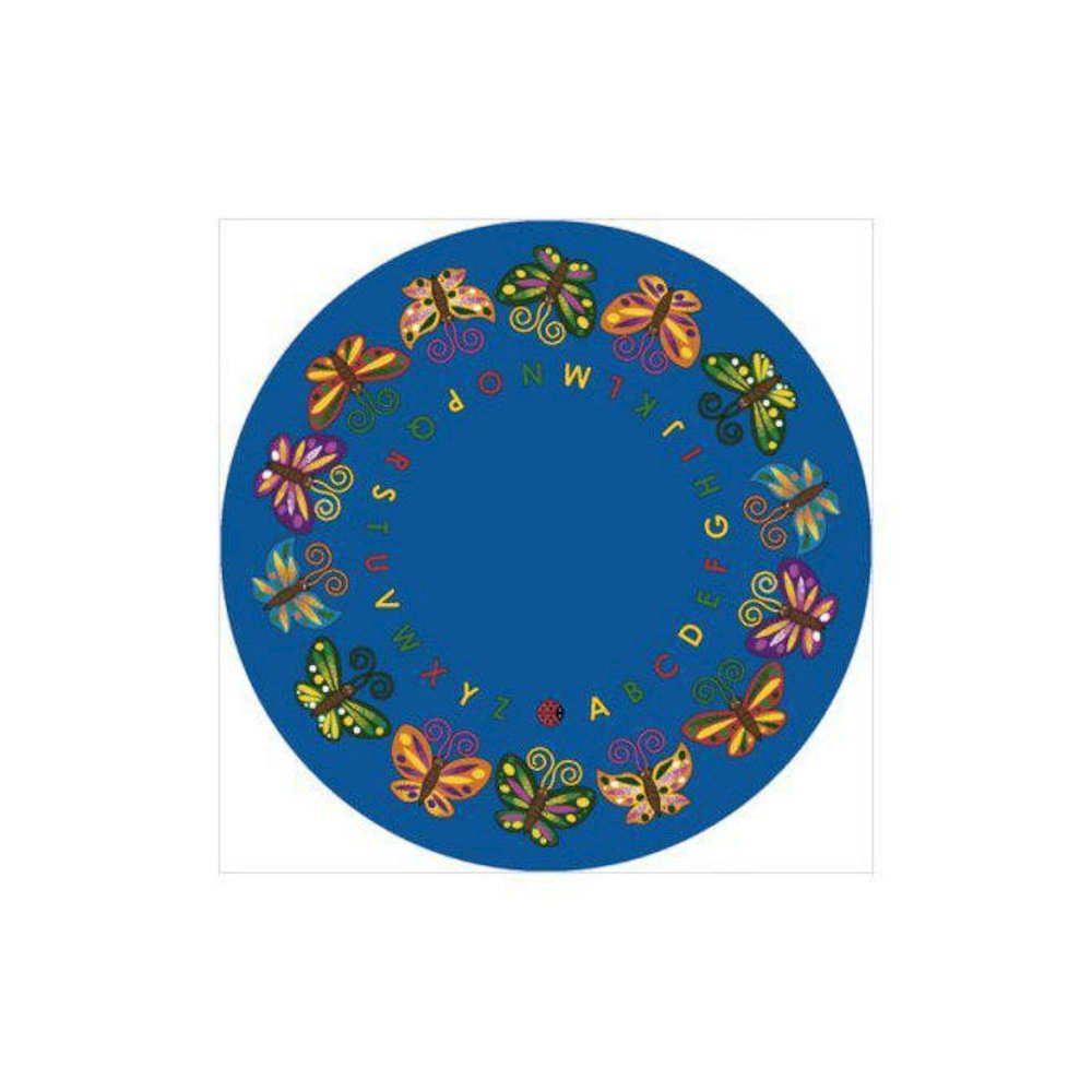 Kid Essentials Butterfly Delight 13'2" Round Area Rug in Color Multi. Picture 1