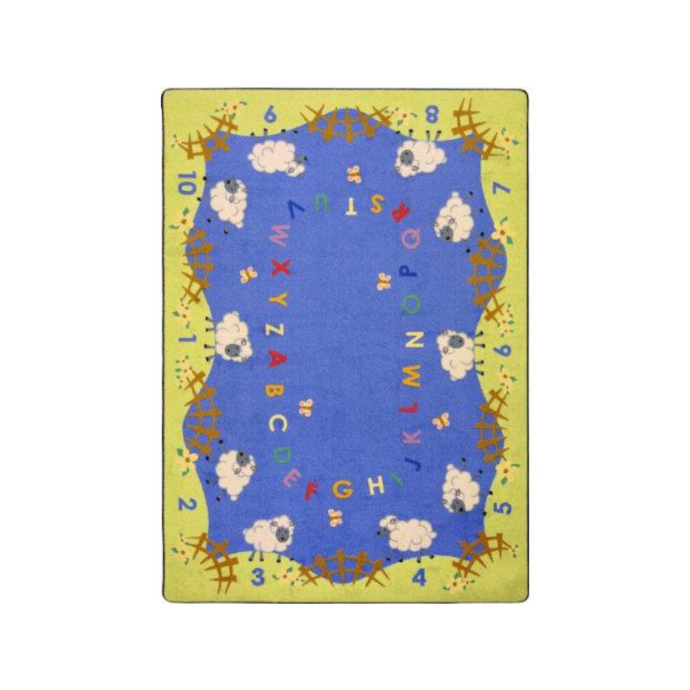 Kid Essentials Lamby Pie 13'2" Round Area Rug in Color Multi. Picture 1
