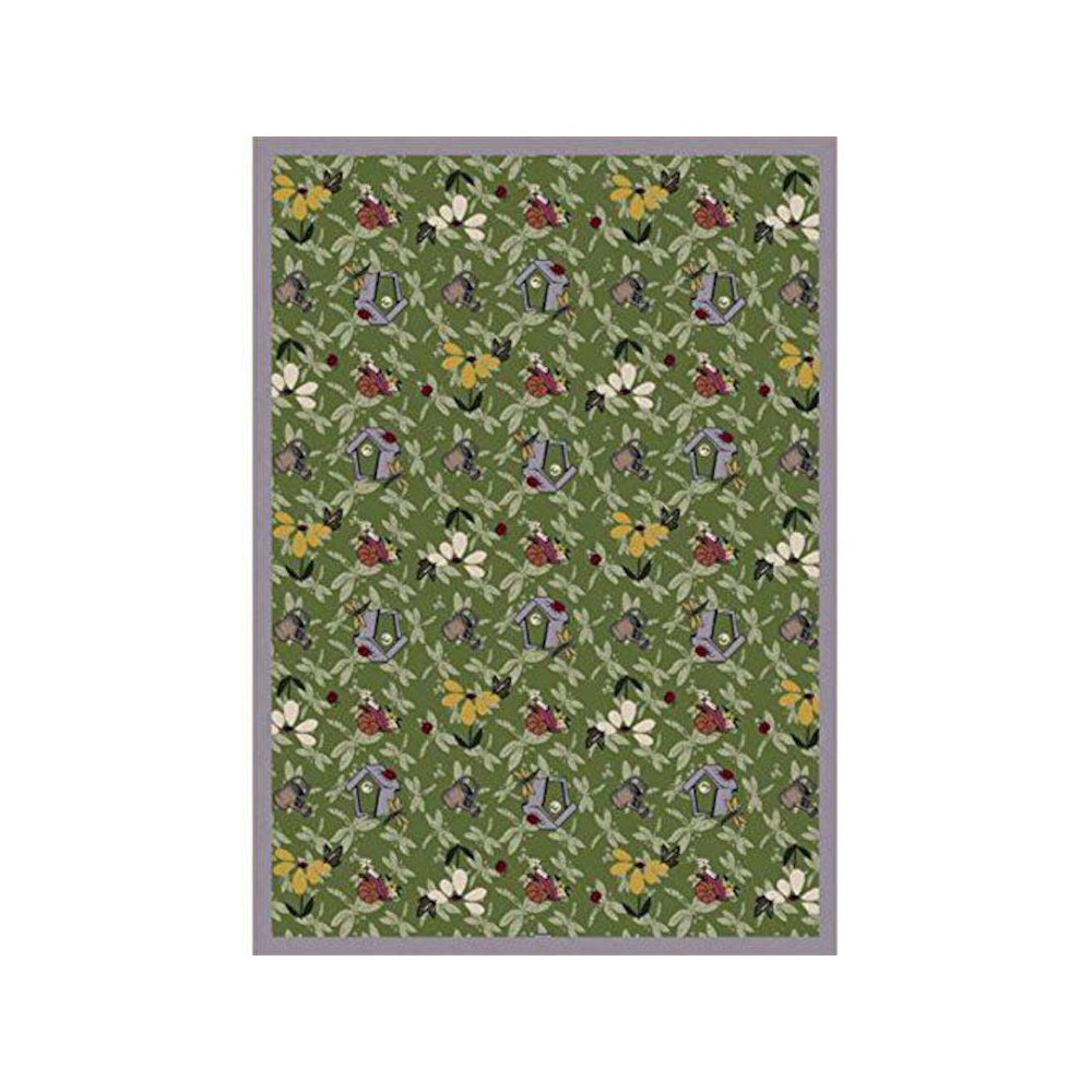 Kaleidoscope Flower Garden 3'10" x 5'4" Area Rug in Color Green. Picture 1