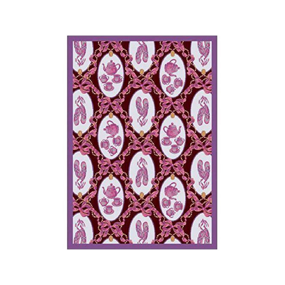 Kaleidoscope Ribbons and Bows 3'10" x 5'4" Area Rug in Color Wine. Picture 1