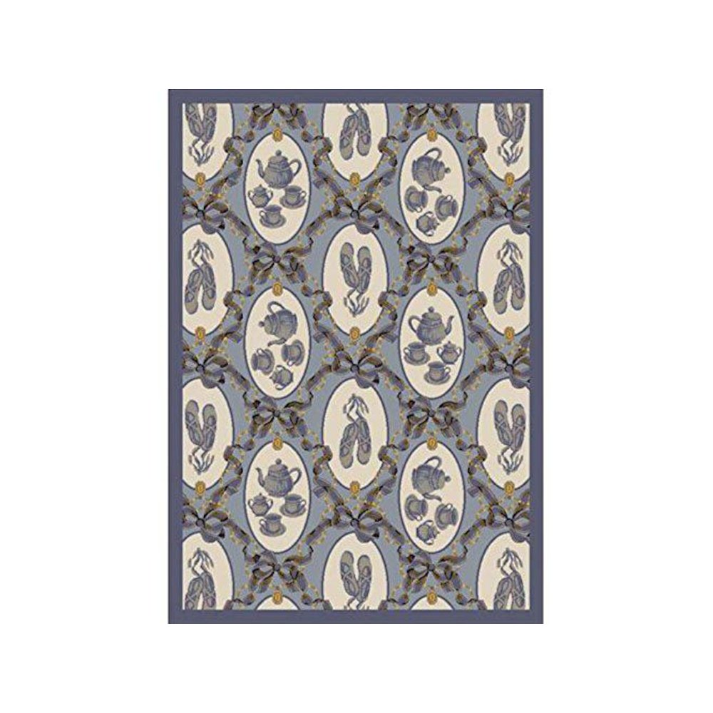 Kaleidoscope Ribbons and Bows 3'10" x 5'4" Area Rug in Color Blue. Picture 1