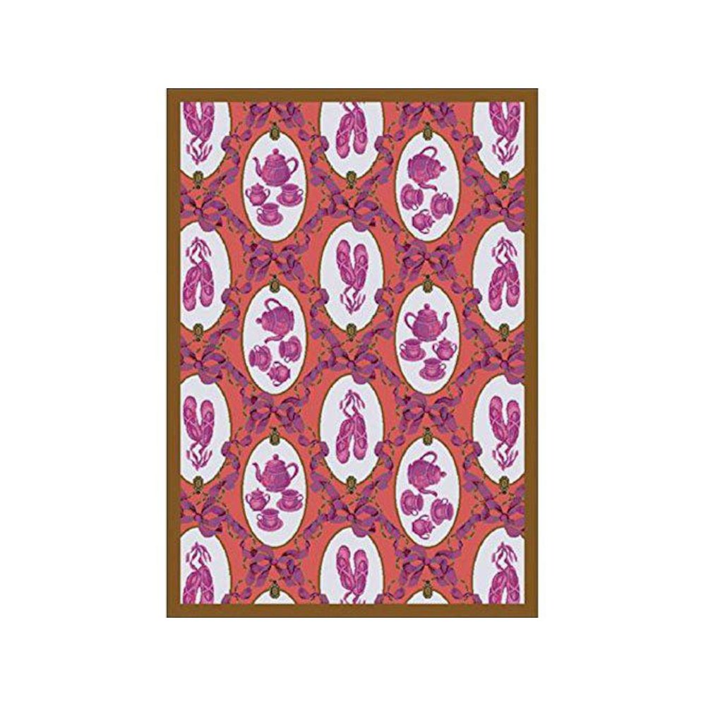 Kaleidoscope Ribbons and Bows 3'10" x 5'4" Area Rug in Color Rose. Picture 1