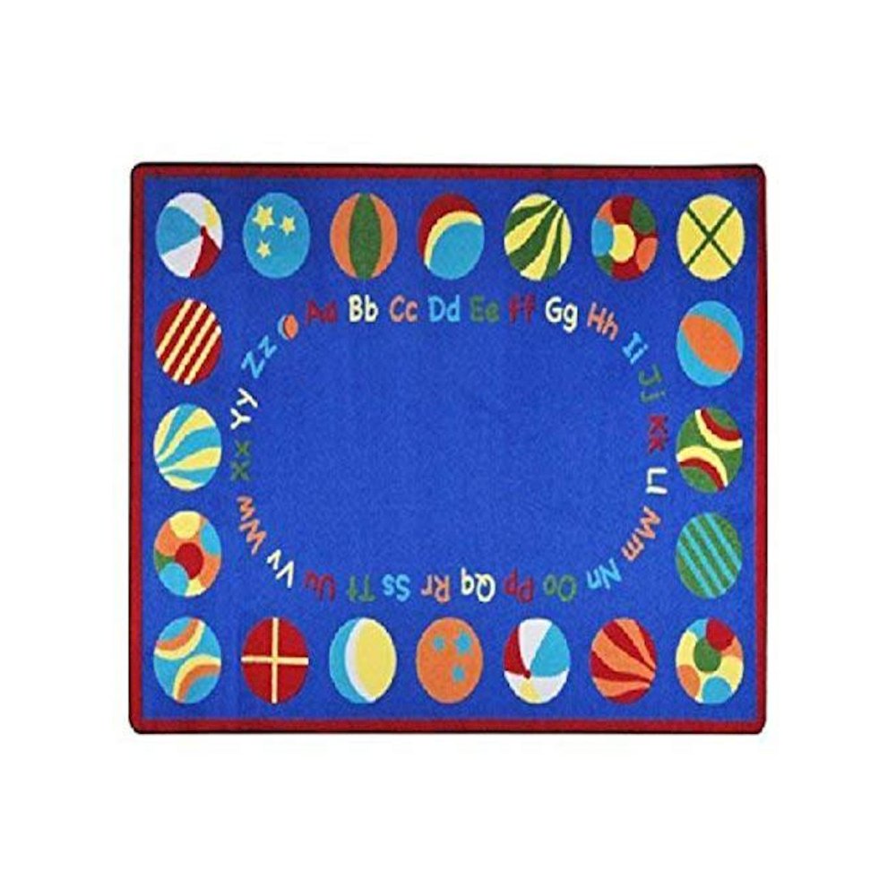 Kid Essentials Bouncy Balls 5'4" x 7'8" Oval Area Rug in Color Multi. Picture 1