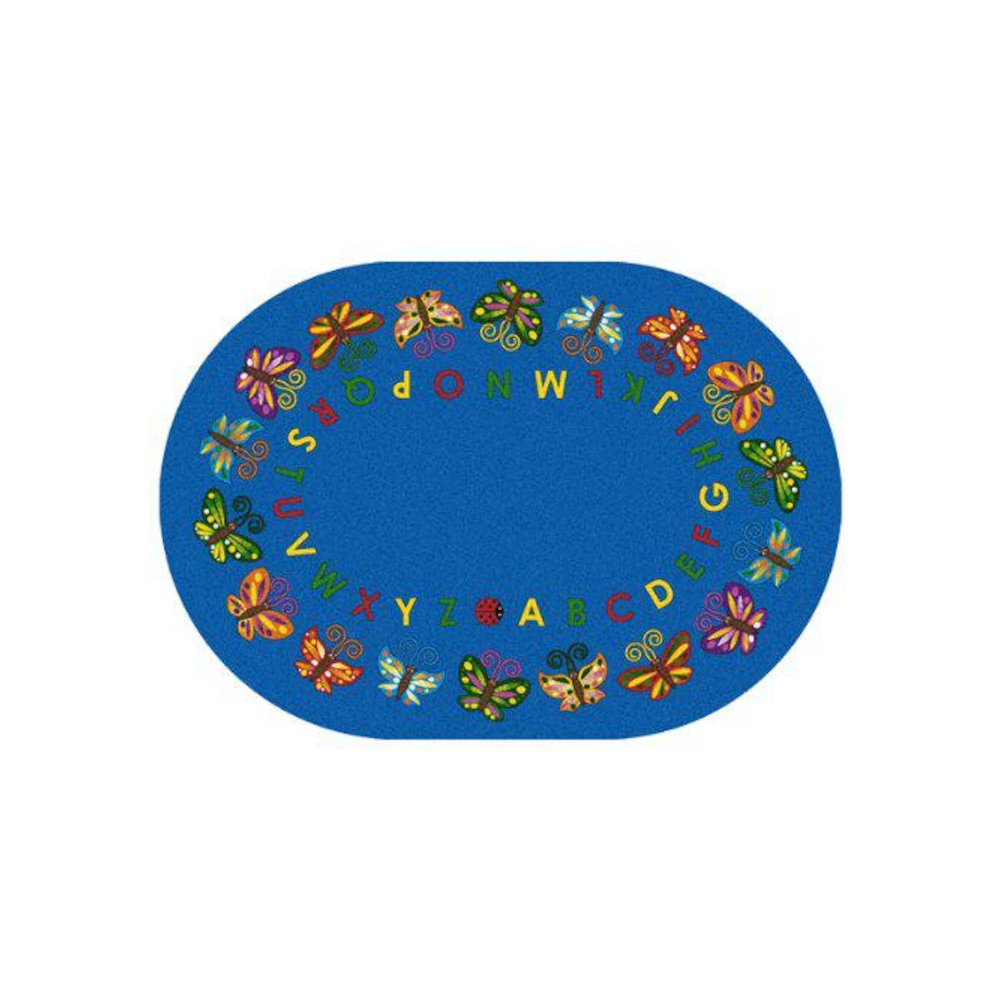 Kid Essentials Butterfly Delight 5'4" x 7'8" Oval Area Rug in Color Multi. Picture 1
