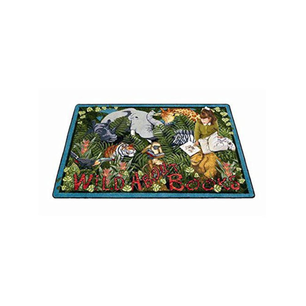 Kid Essentials Wild About Books 5'4" x 7'8" Oval Area Rug in Color Multi. Picture 1