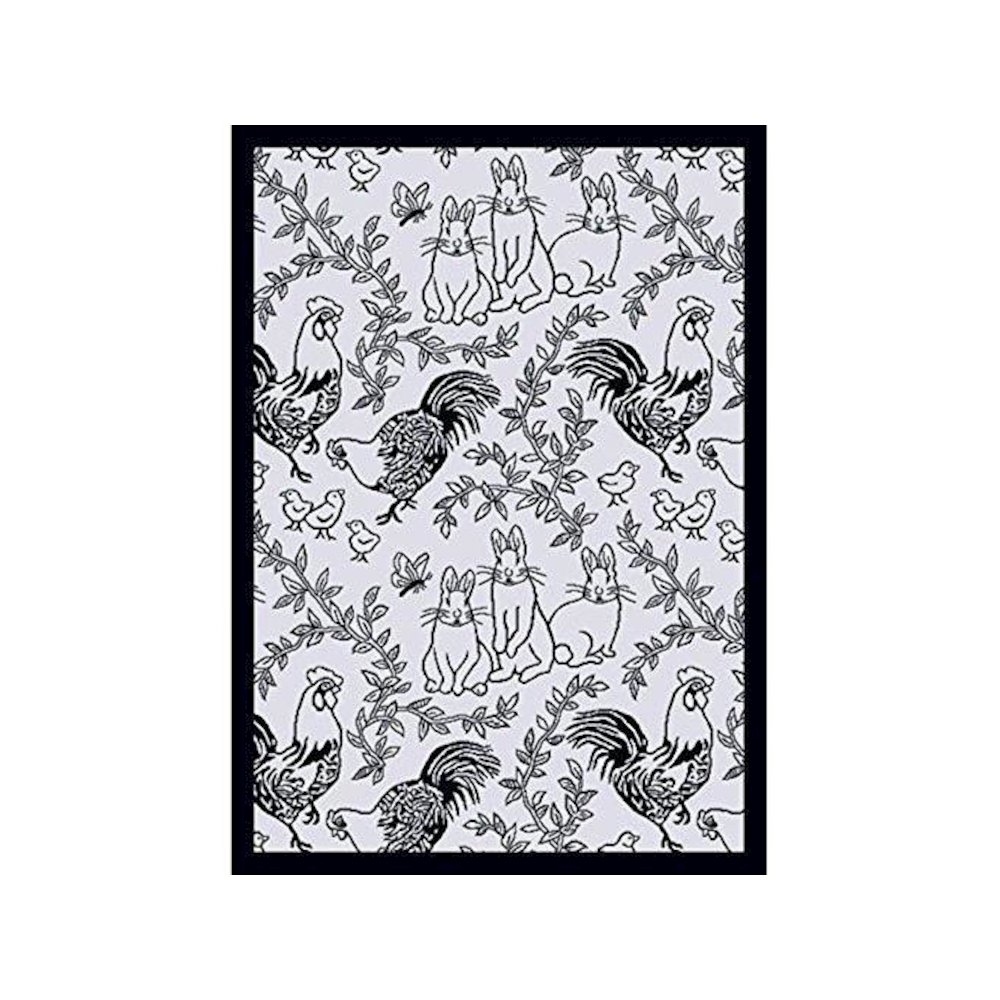Kaleidoscope Feathers & Fur 5'4" x 7'8" Area Rug in Color Black. Picture 1