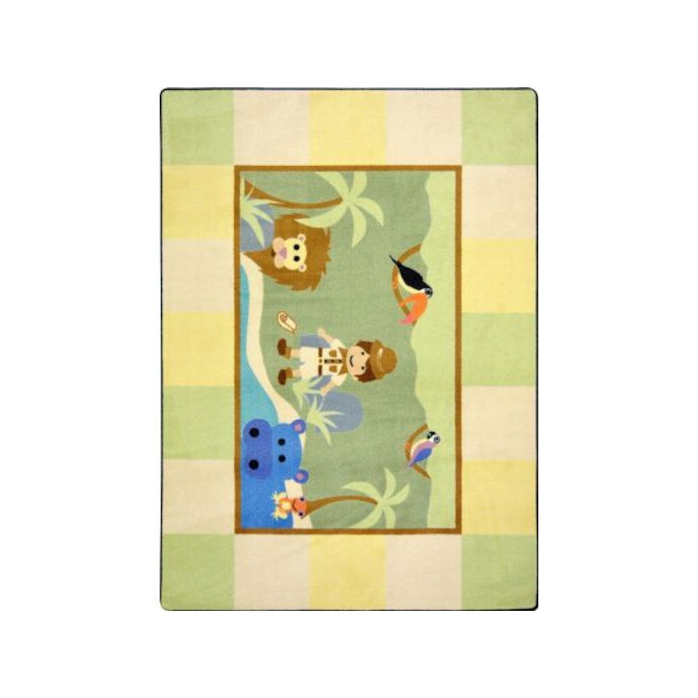 Kid Essentials Lil' Explorer 5'4" Round Area Rug in Color Multi. Picture 1