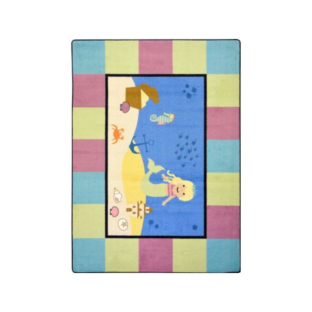 Kid Essentials Lil' Mermaid 5'4" Round Area Rug in Color Multi. Picture 1