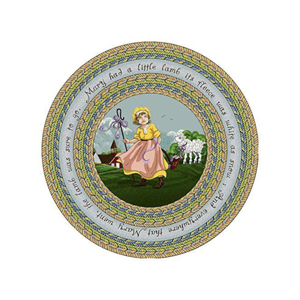 Kid Essentials Mary's Lamb 5'4" Round Area Rug in Color Multi. Picture 1
