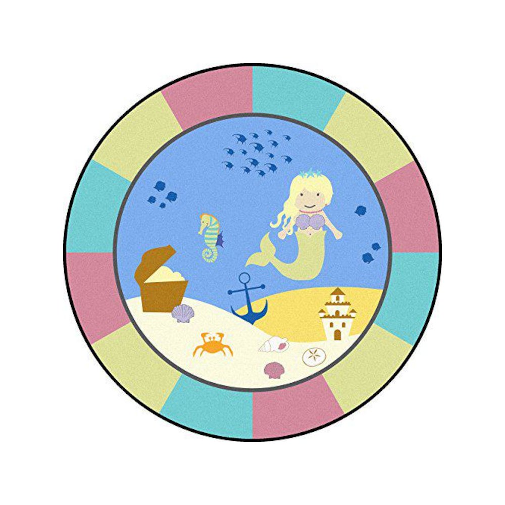 Kid Essentials Lil' Mermaid 7'7" Round Area Rug in Color Multi. Picture 1