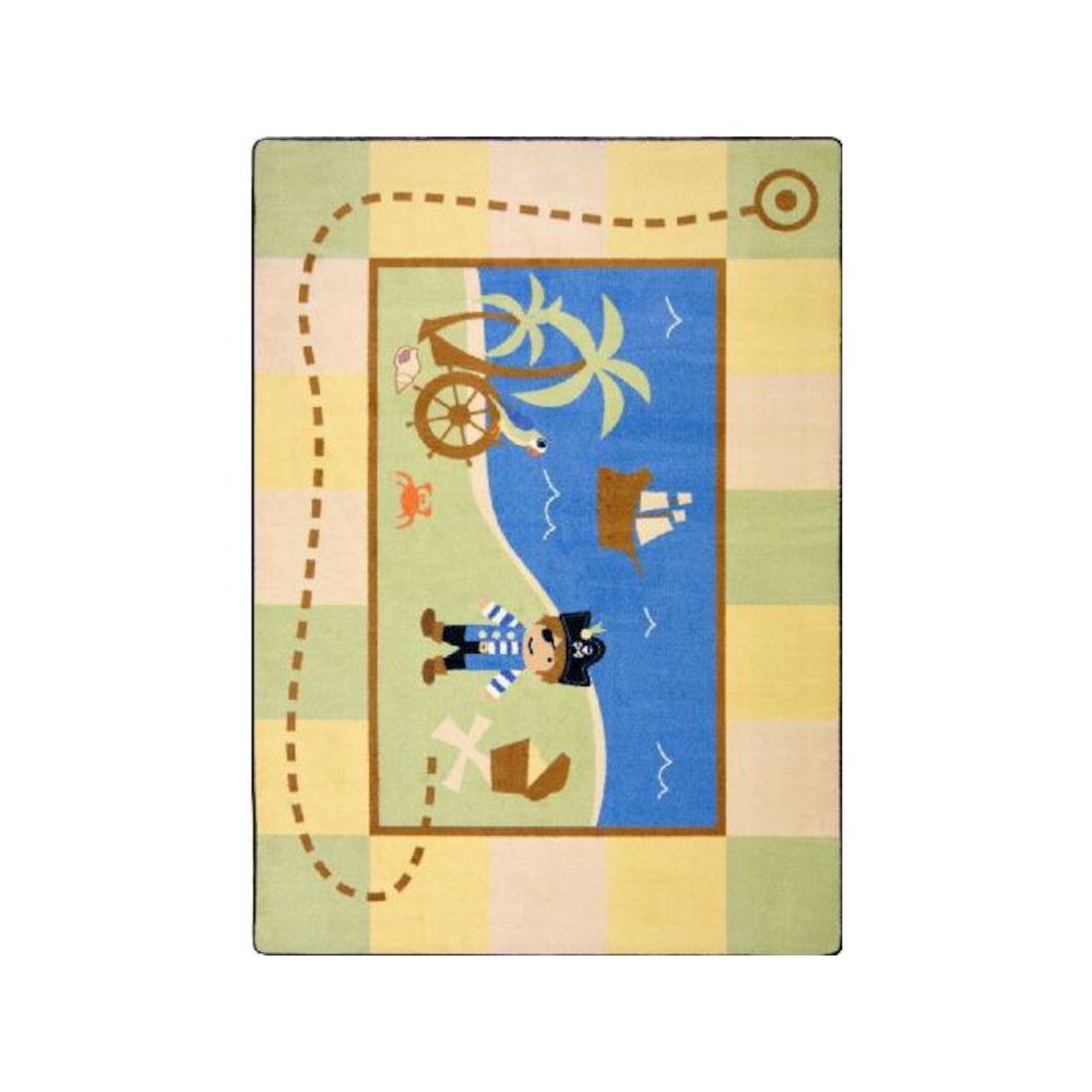 Kid Essentials Lil' Pirate 7'7" Round Area Rug in Color Multi. Picture 1