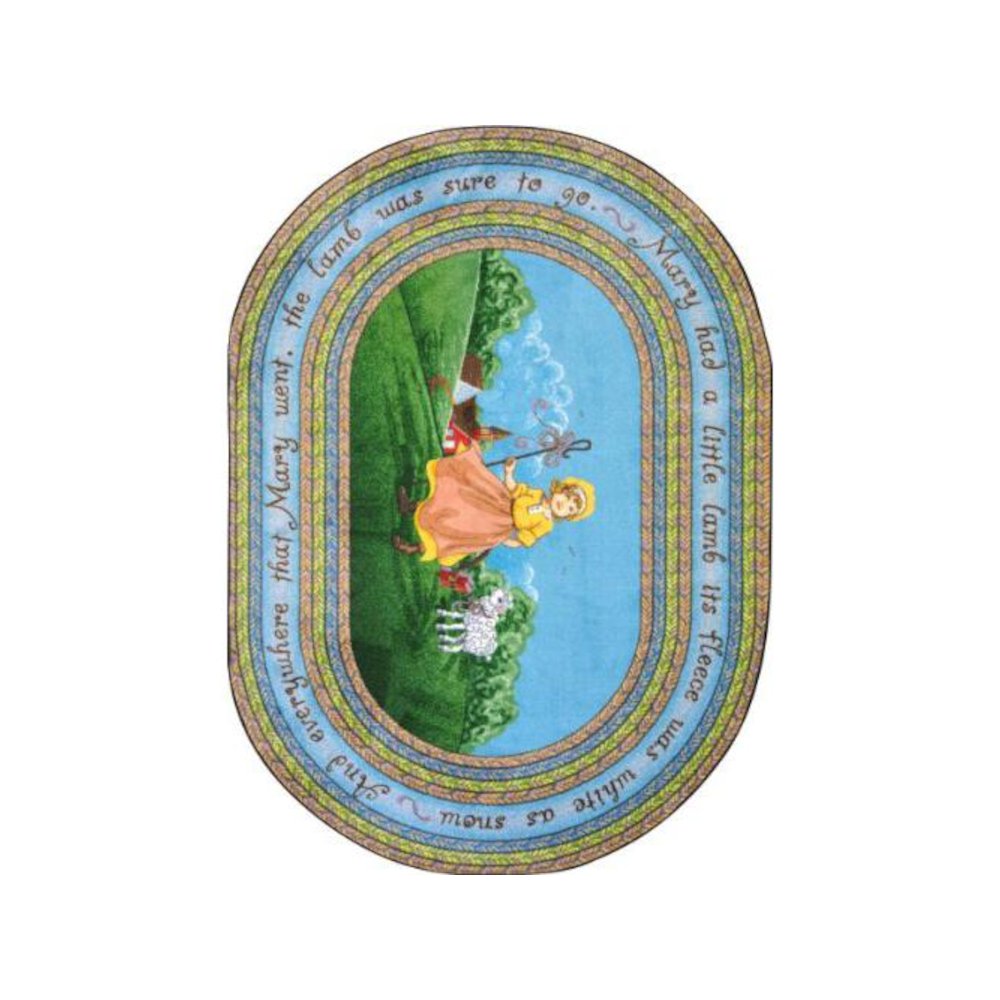 Kid Essentials Mary's Lamb 7'7" Round Area Rug in Color Multi. Picture 1