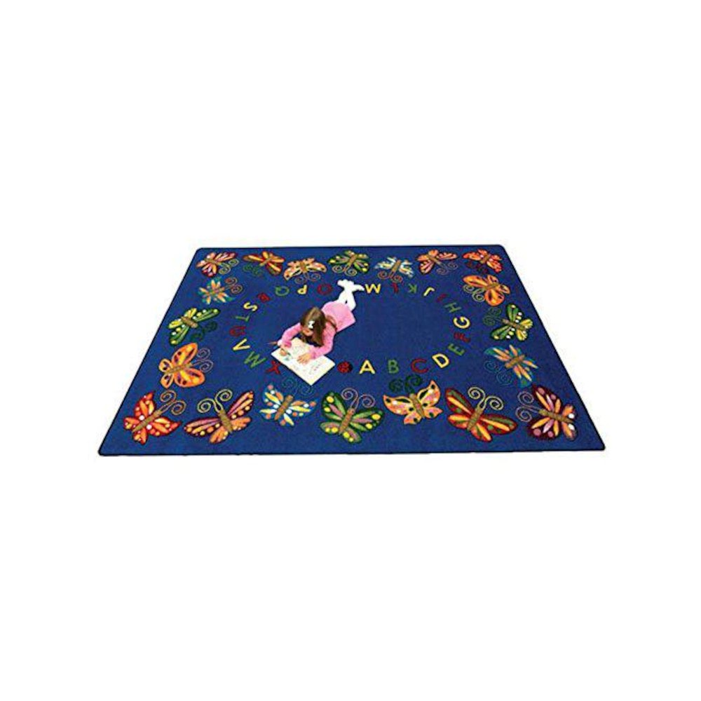 Kid Essentials Butterfly Delight 7'8" x 10'9" Oval Area Rug in Color Multi. Picture 1