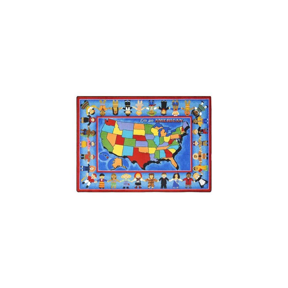 Kid Essentials I'm An American 7'8" x 10'9" Oval Area Rug in Color Multi. Picture 1