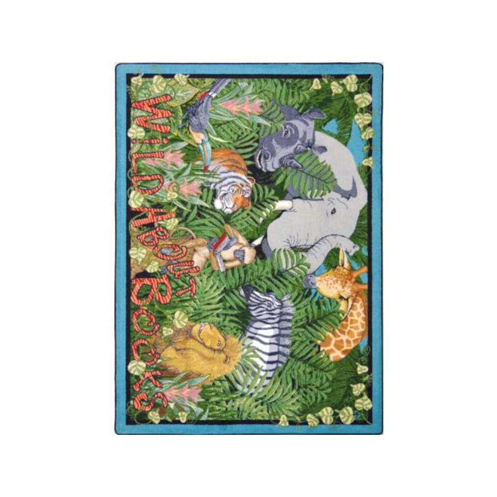 Kid Essentials Wild About Books 7'8" x 10'9" Oval Area Rug in Color Multi. Picture 1