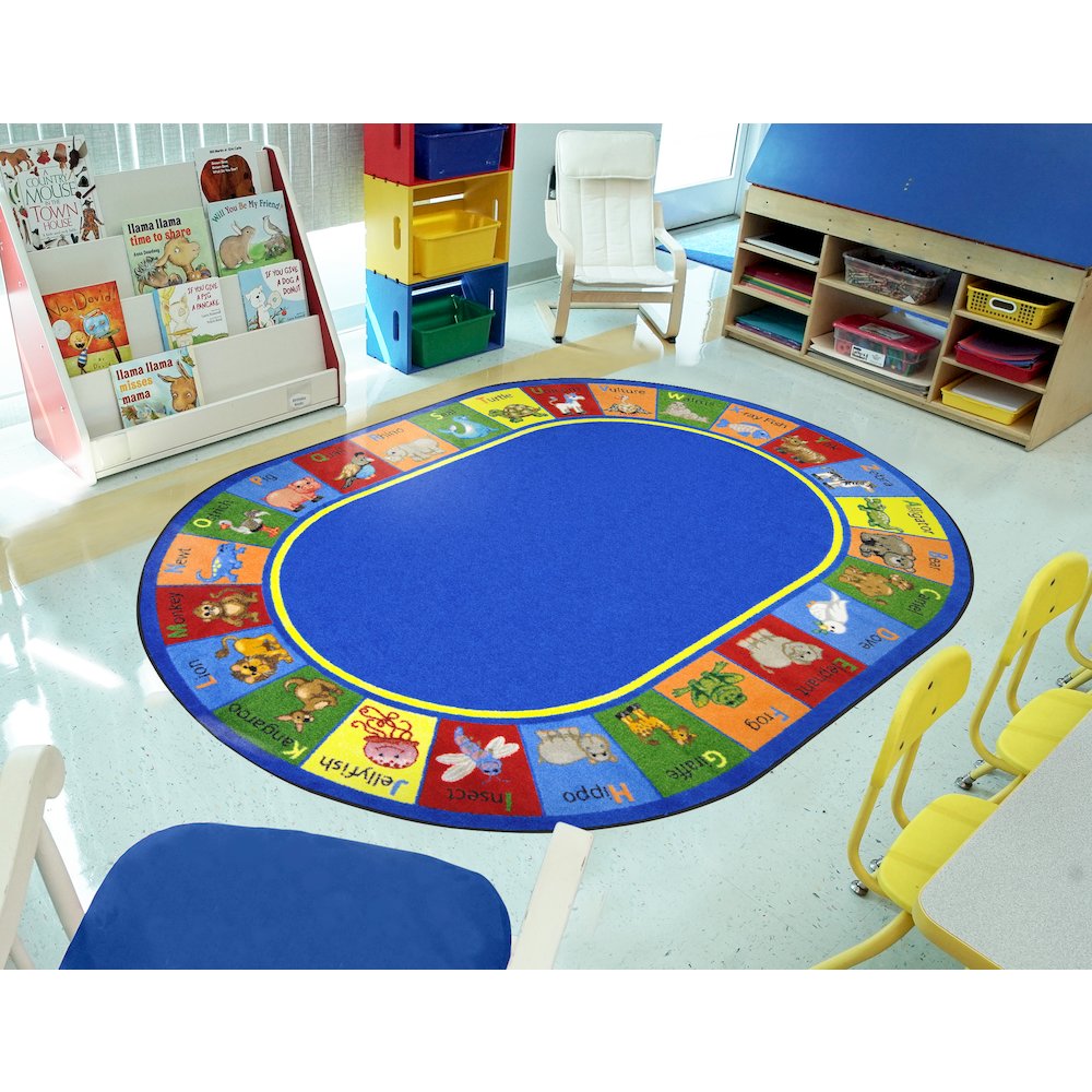 Kid Essentials Animal Phonics 5'4" x 7'8" Oval Area Rug in Color Multi. Picture 3