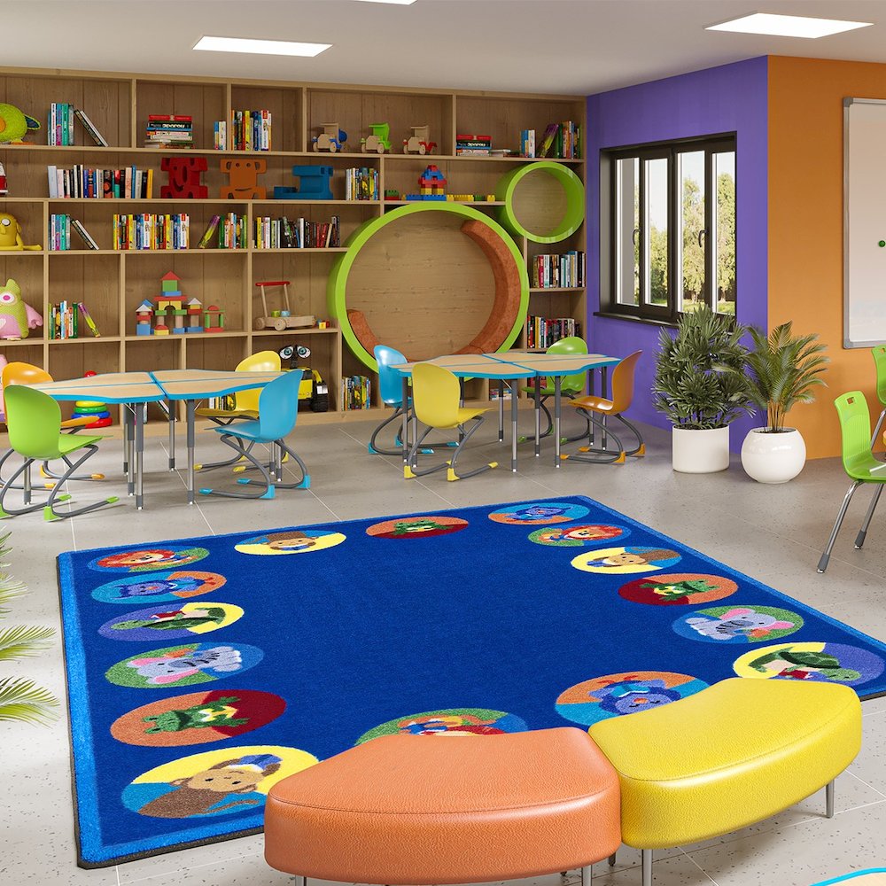 Kid Essentials Animal Readers 5'4" x 7'8" Area Rug in Color Multi. Picture 2