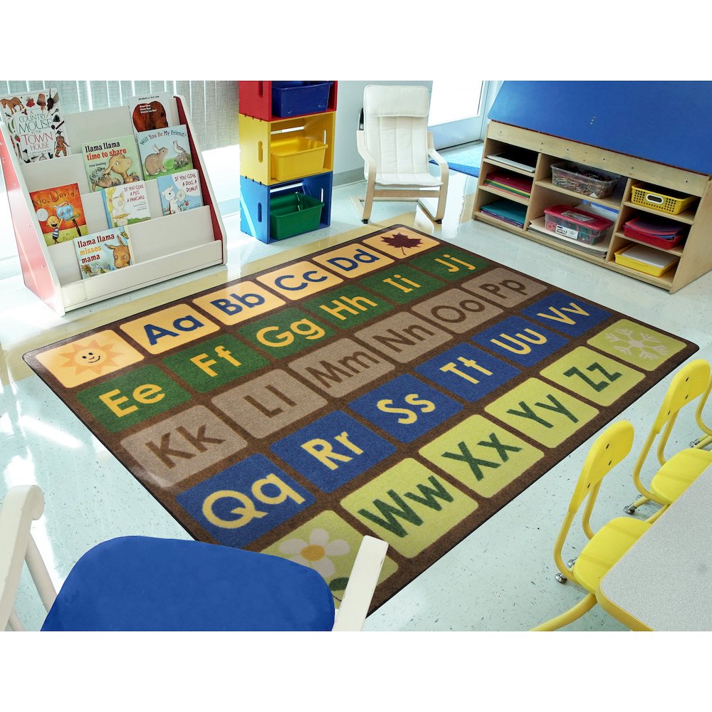 Kid Essentials Any Day Alphabet 5'4" x 7'8" Area Rug in Color Earthtone. Picture 3