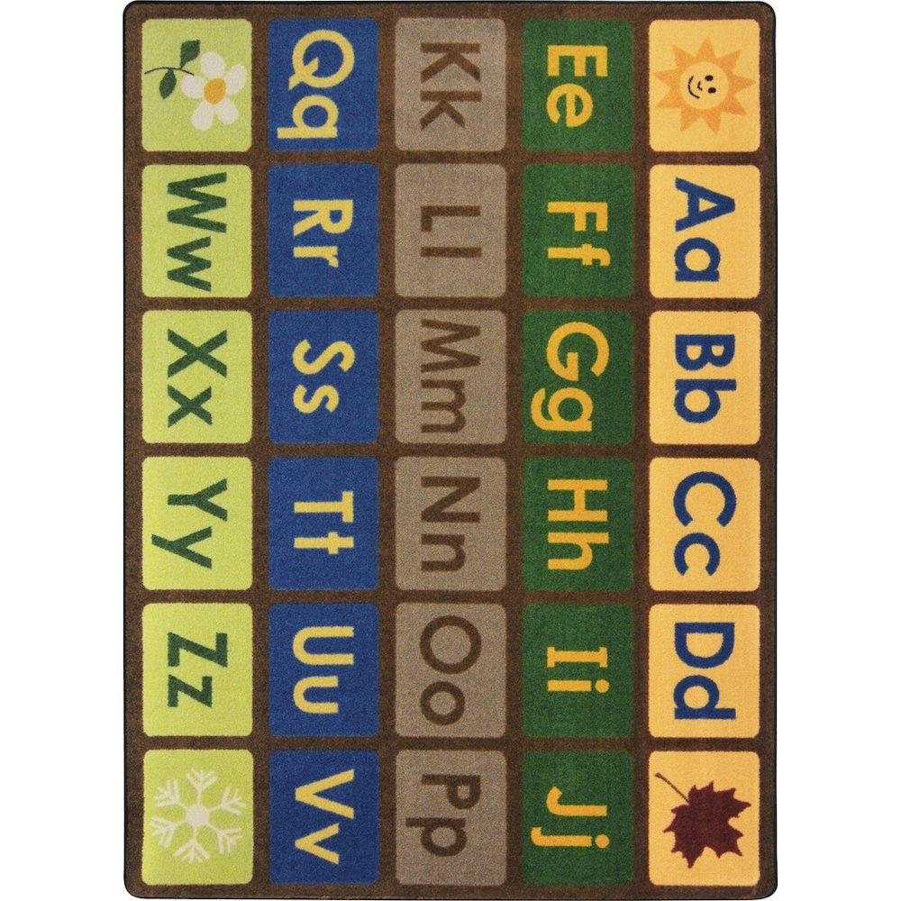 Kid Essentials Any Day Alphabet 5'4" x 7'8" Area Rug in Color Earthtone. Picture 1