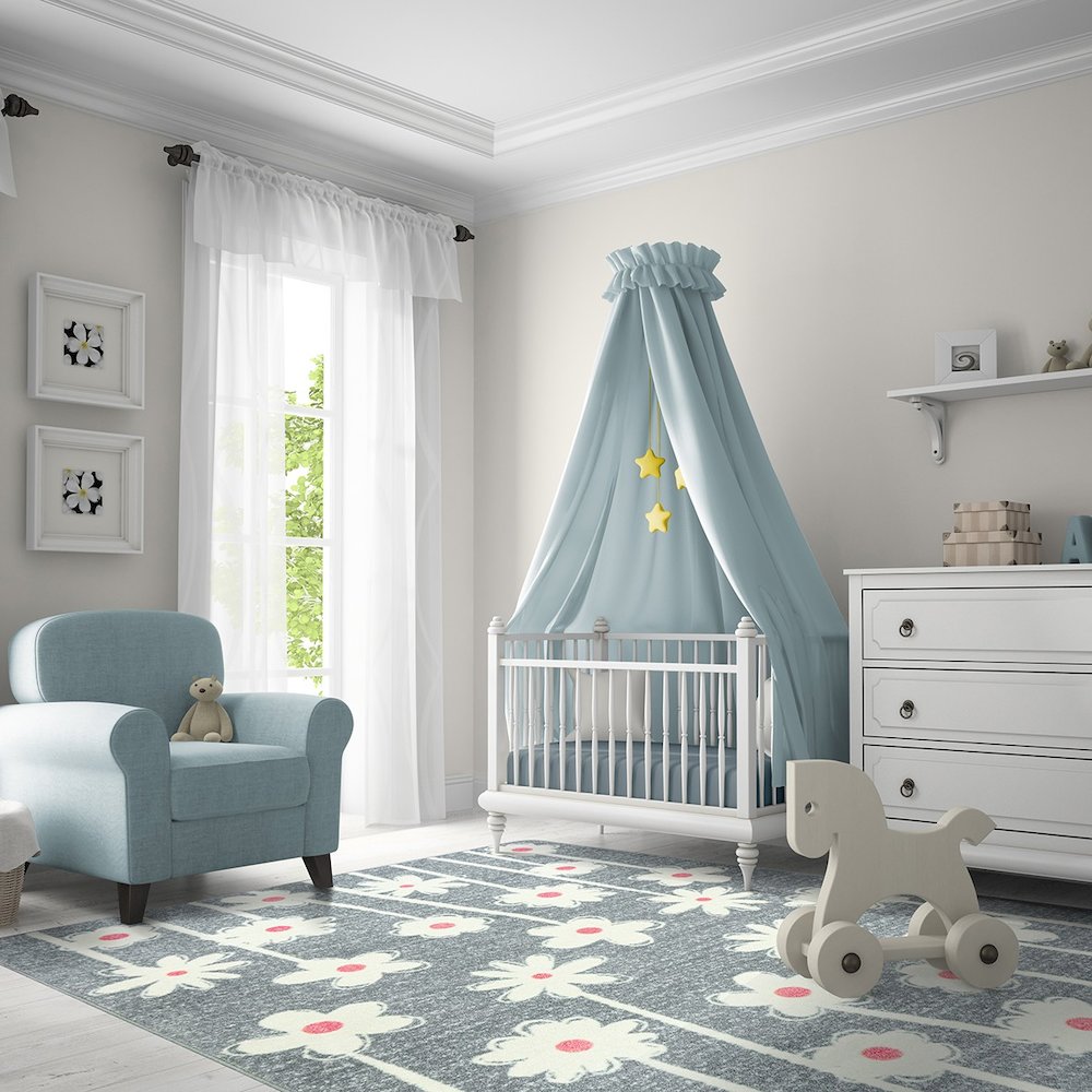 Claremont Kids Big Blooms 3'10" x 5'4" Area Rug in Color Cloudy. Picture 3