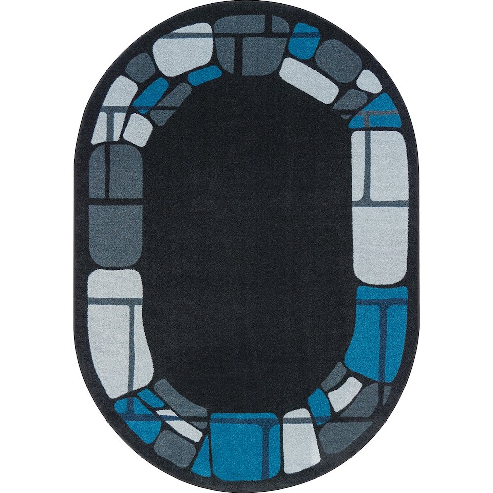 Kid Essentials BioStones 5'4" x 7'8" Oval Area Rug in Color Marine. Picture 1