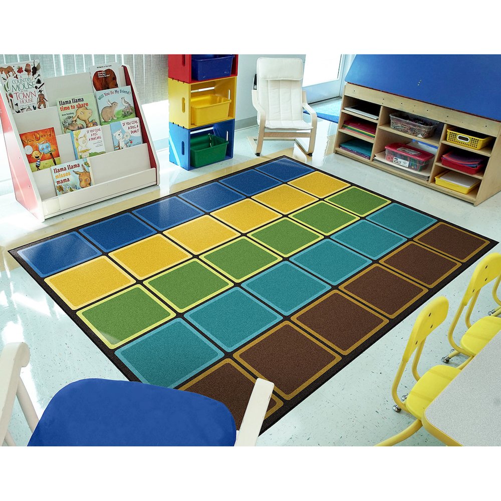 Kid Essentials Blocks Abound 5'4" x 7'8" Area Rug in Color Earthtone. Picture 3