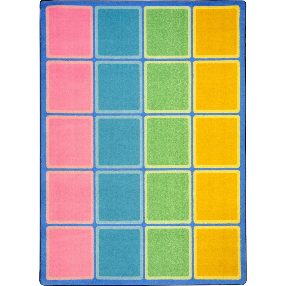 Kid Essentials Blocks Abound 5'4" x 7'8" Area Rug in Color Pastel. Picture 1