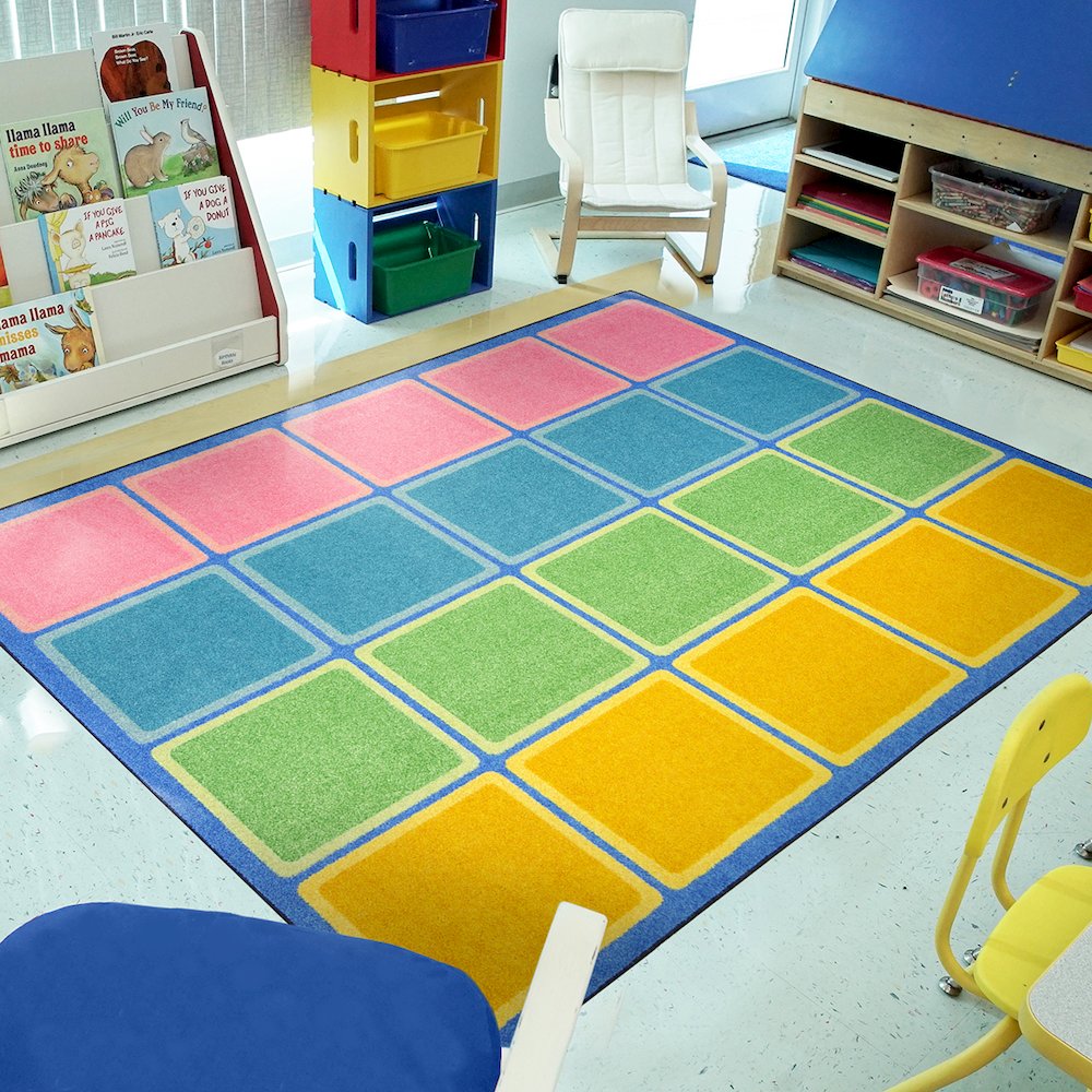 Kid Essentials Blocks Abound 5'4" x 7'8" Area Rug in Color Pastel. Picture 3