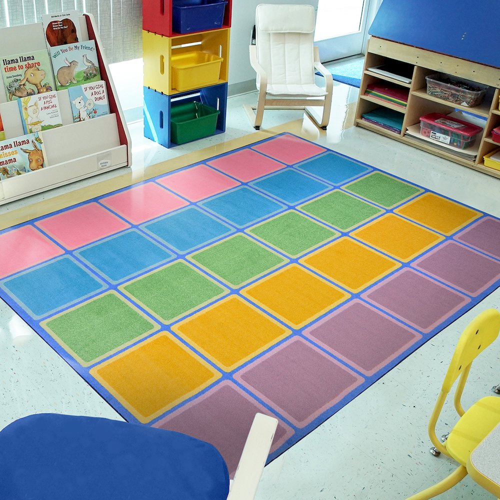 Kid Essentials Blocks Abound 7'8" x 10'9" Area Rug in Color Pastel. Picture 3