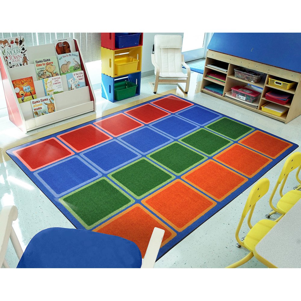 Kid Essentials Blocks Abound 5'4" x 7'8" Area Rug in Color Primary. Picture 3