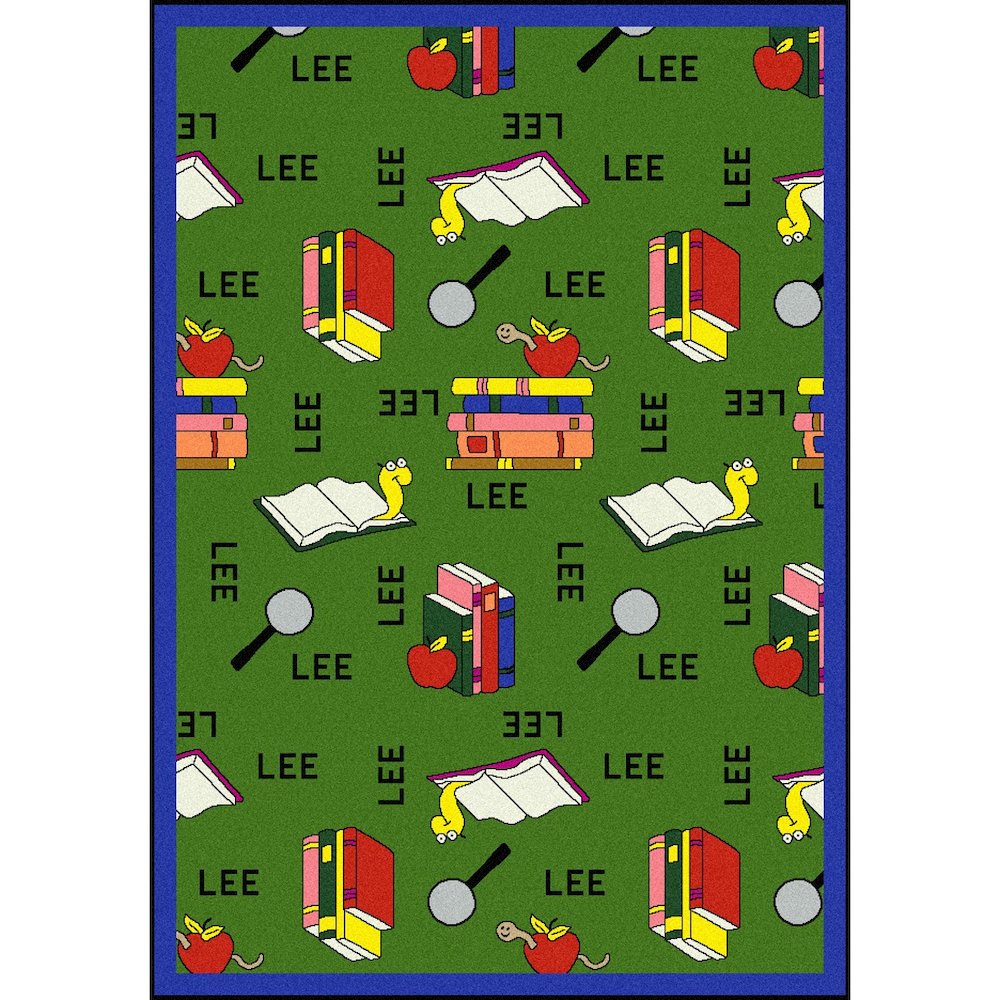 Kid Essentials Bookworm (Spanish) 3'10" x 5'4" Area Rug in Color Green. Picture 1
