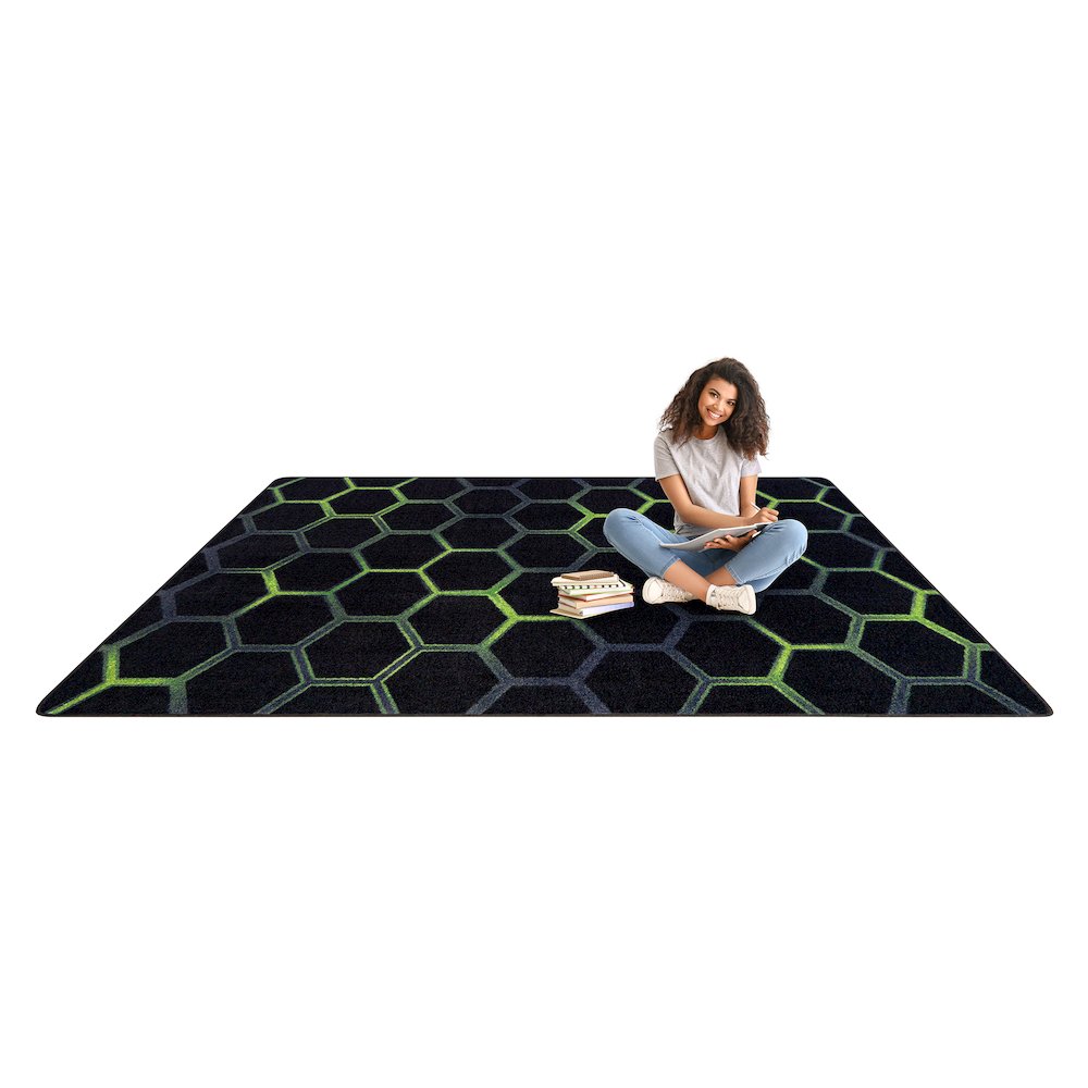 Kid Essentials Breakout 3'10" x 5'4" Area Rug in Color Emerald. Picture 5