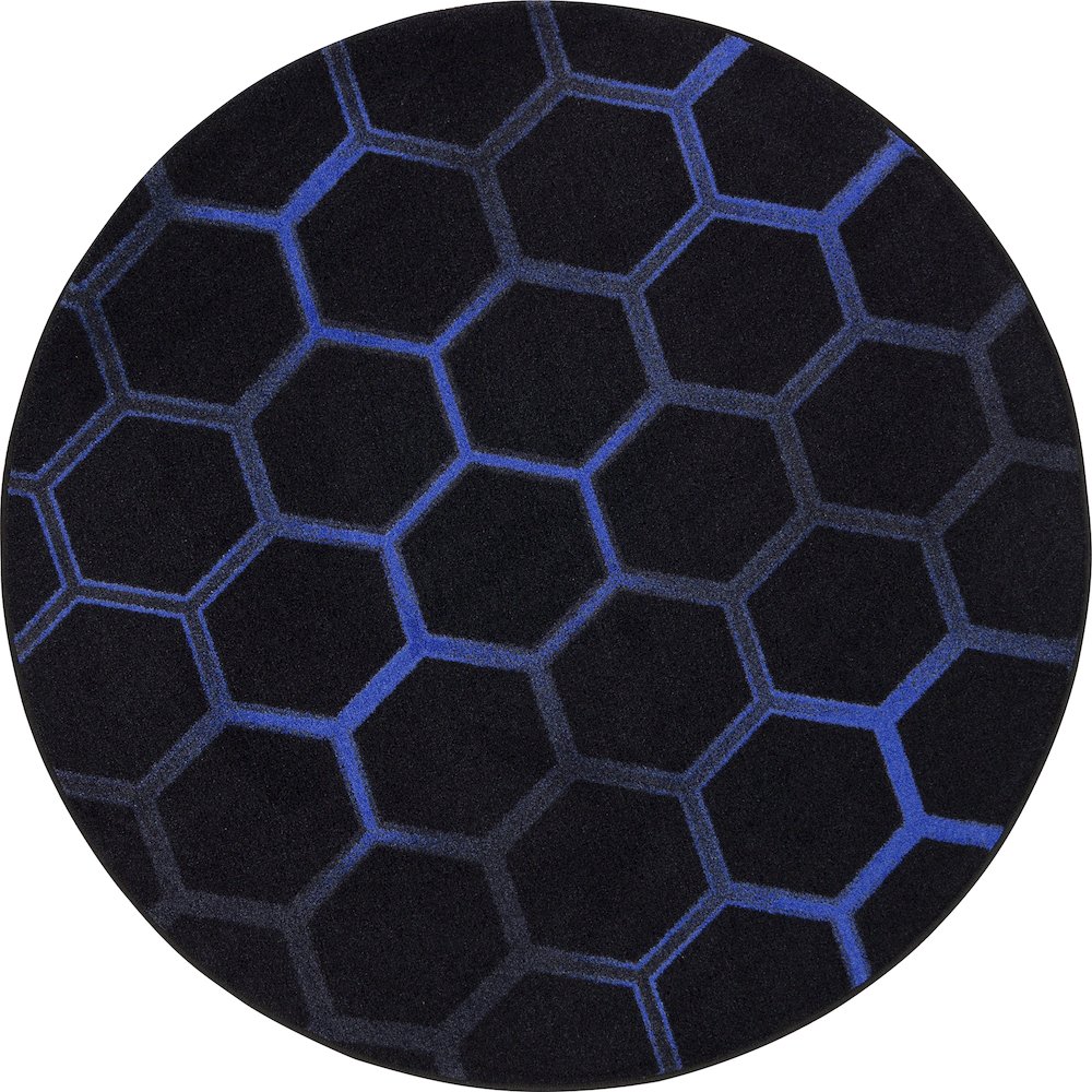 Kid Essentials Breakout 5'4" Round Area Rug in Color Sapphire. Picture 1