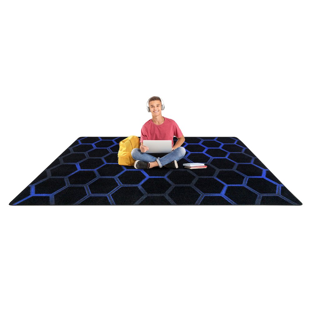 Kid Essentials Breakout 3'10" x 5'4" Area Rug in Color Sapphire. Picture 4